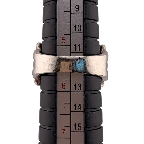 STERLING SILVER 925 BEADED RUFFLED BAND RING CW SIGNED BAND RING VINTAGE SZ 5.5 - Picture 9 of 10